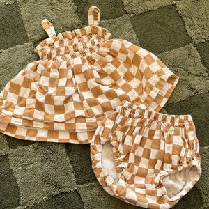 Charming Tan and White Checkered Diaper Cover Set